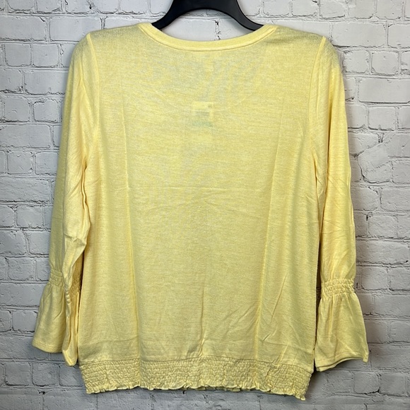 Style & Co Yellow Smocked Hem Lightweight Sweater Size Large - Picture 5 of 5